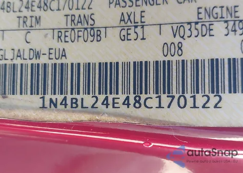 2008 Nissan Altima 3.5 Se z USA, uszkodzony, nr VIN 1N4BL24E48C170122